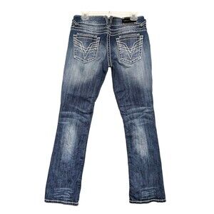 Vigoss Womens Jeans Size 7 Dublin Boot Cut Embellished Pockets Blue Denim 29x32